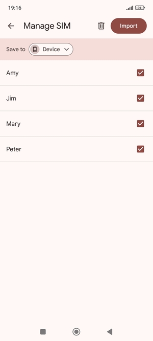 Select the v button