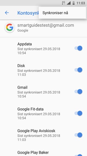 Velg Synkroniser nå