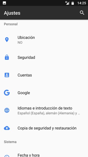 Vuelva al menú Ajustes y seleccione Cuentas