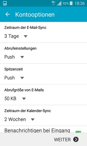 Wenn Sie diesen Bildschirm sehen, wählen Sie WEITER