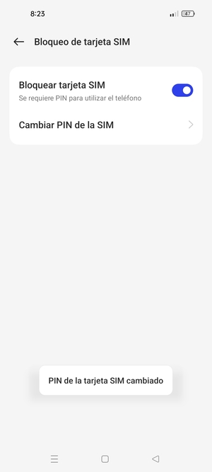Su PIN de la tarjeta SIM ha sido cambiado