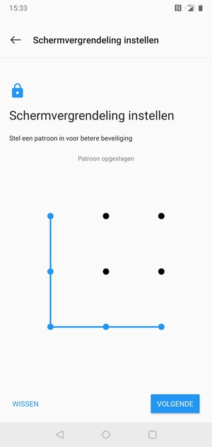 Teken een ontgrendelingspatroon en selecteer VOLGENDE