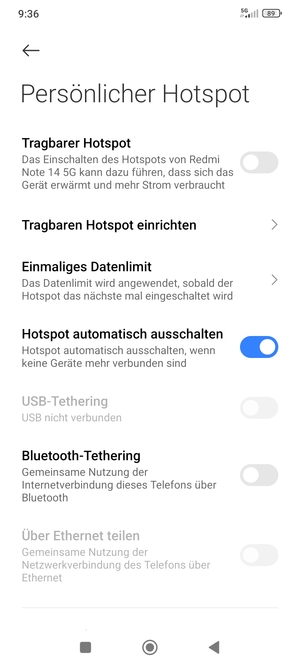 Wählen Sie Tragbaren Hotspot einrichten