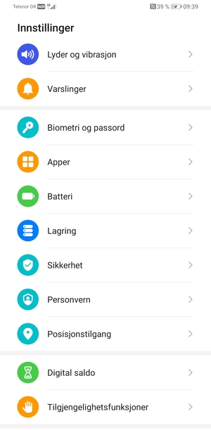 Bla til og velg Sikkerhet