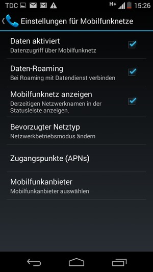 Wählen Sie Bevorzugter Netztyp