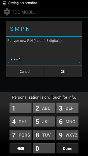 Confirm your new SIM PIN and select OK