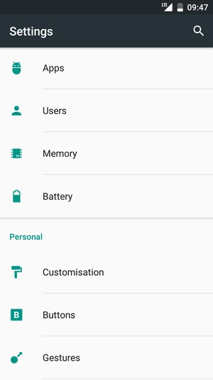 Scroll to and select Battery