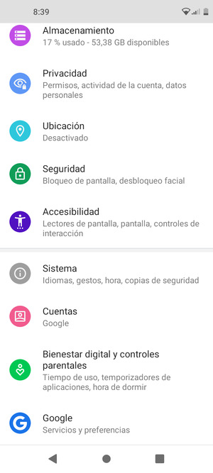 Desplácese y seleccione Cuentas