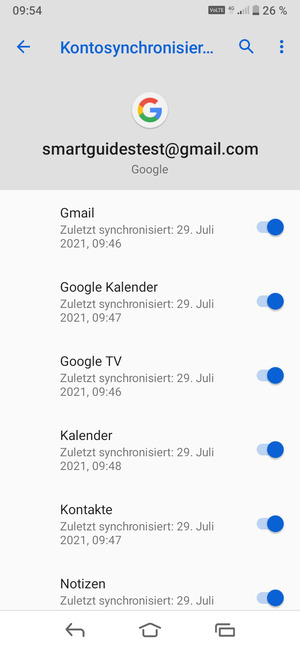 Stellen Sie sicher, dass Kontakte ausgewählt ist
