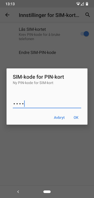 Skriv inn Ny PIN-kode for SIM-kort og velg OK