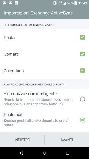 Seleziona AVANTI