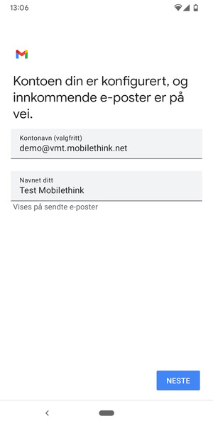 Gi kontoen din et navn, og skriv inn navnet ditt. Velg NESTE