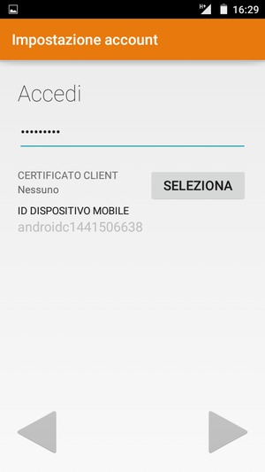 Inserisci la tua password e seleziona AVANTI