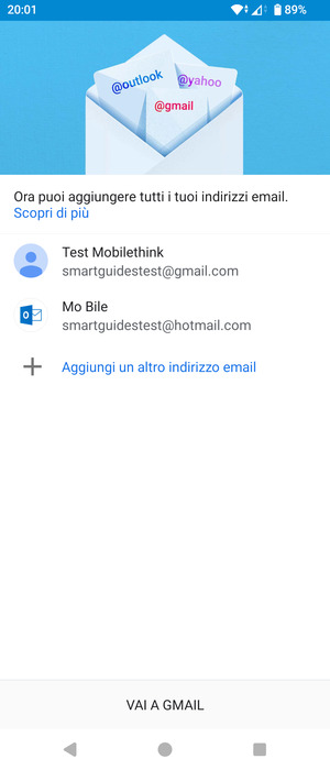 Seleziona VAI A GMAIL