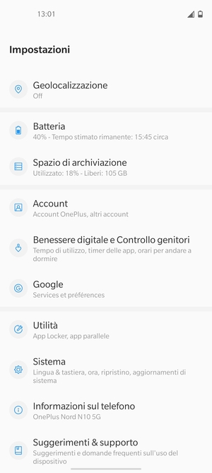 Scorri e seleziona Sistema