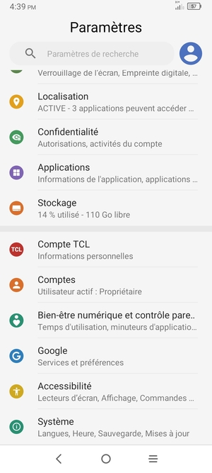 Faites défiler et sélectionnez Système
