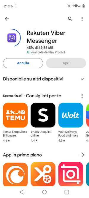 Attendi il completamento del processo di installazione