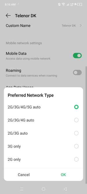 Select your preferred option and select OK