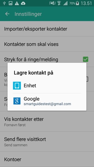 Velg din Google-konto