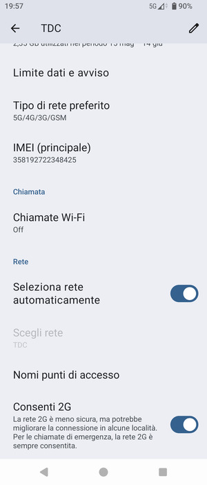 Per modificare la rete, in presenza di problemi, disattiva Seleziona rete automaticamente