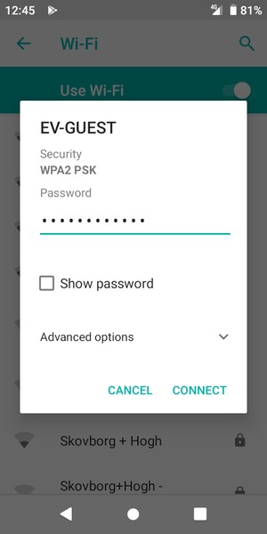 Enter the Wi-Fi password and select CONNECT