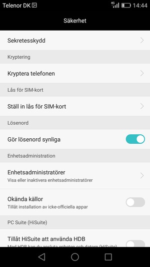 Välj Ställ in lås för SIM-kort