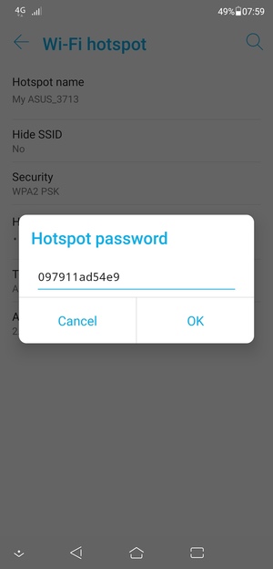 Enter a Wi-Fi hotspot password of at least 8 characters and select OK