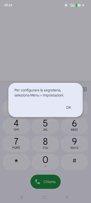 Se la segreteria telefonica non è configurata, seleziona OK