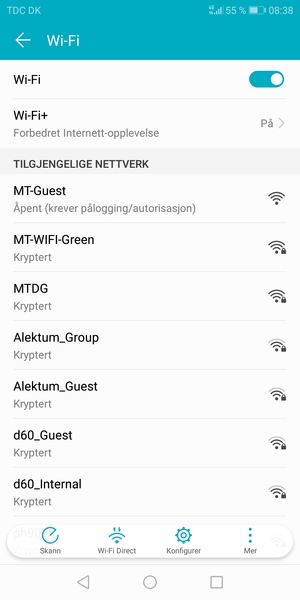 Velg det trådløse nettverket du vil koble til