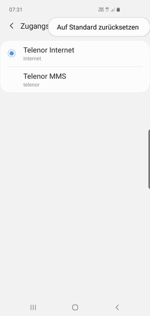 Wählen Sie Auf Standard zurücksetzen