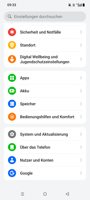 Scrollen Sie und wählen Sie System und Aktualisierung