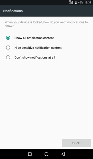 Select your preferred option and select DONE