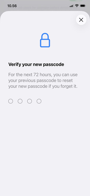 Re-enter your new passcode