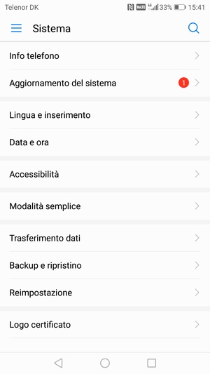 Seleziona Aggiornamento del sistema