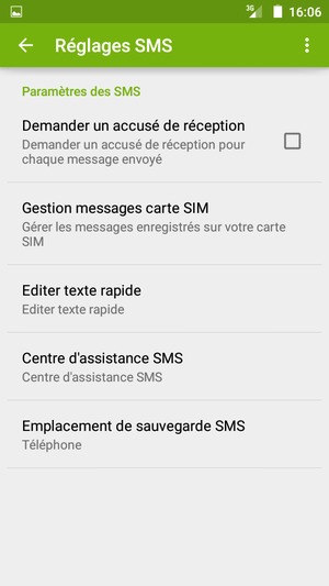 Sélectionnez Centre d'assistance SMS