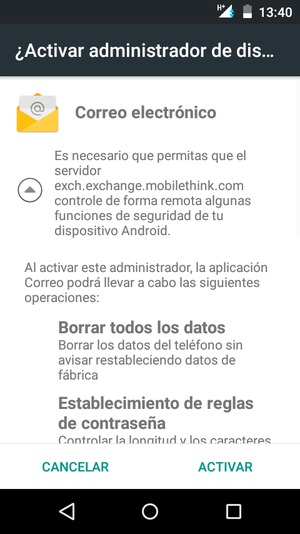 Seleccione ACTIVAR
