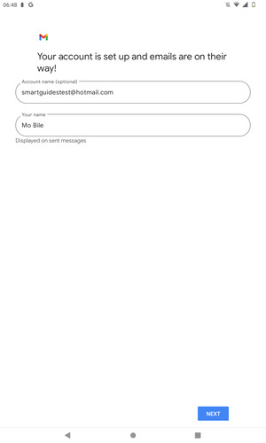 Give your account a name and enter your name. Select NEXT