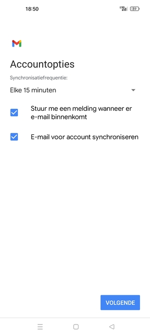 Selecteer VOLGENDE