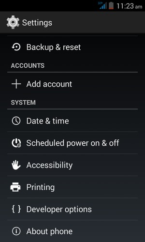 Scroll to and select About phone