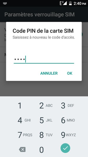 Veuillez confirmer votre nouveau code PIN et sélectionner OK