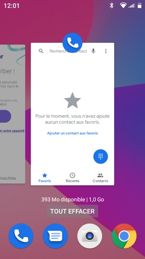Sélectionnez TOUT EFFACER pour fermer toutes les applications en cours d'exécution