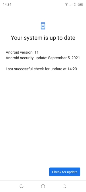 If your phone is up to date, you will see the following screen