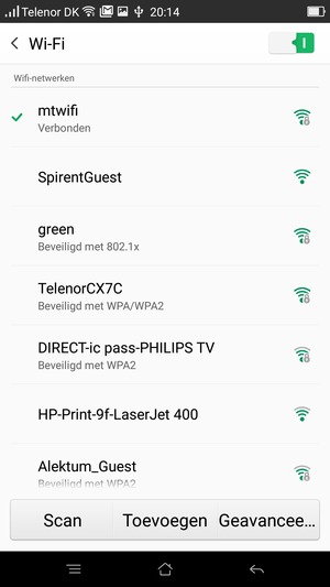 U bent nu verbonden met het WiFi-netwerk