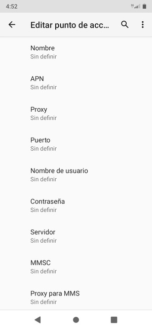 Introduzca la información de Internet