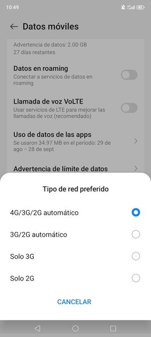 Seleccione la opción deseada