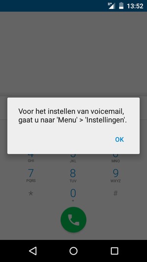 Als uw voicemail niet geïnstalleerd is, selecteert u OK