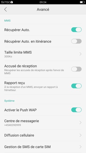 Sélectionnez Centre de messagerie