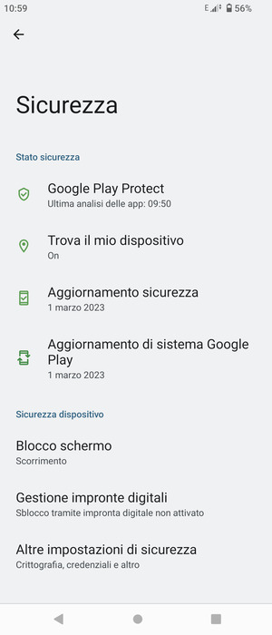 Seleziona Blocco schermo