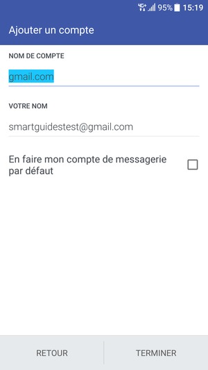 Donnez un nom à votre compte et saisissez votre nom. Sélectionnez TERMINER