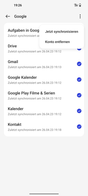 Wählen Sie Jetzt synchronisieren